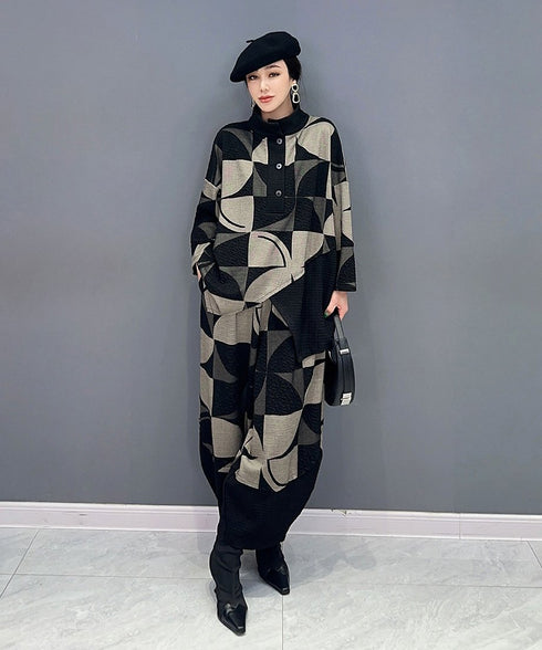 Geometric Pattern Top & Pants Co-ord
